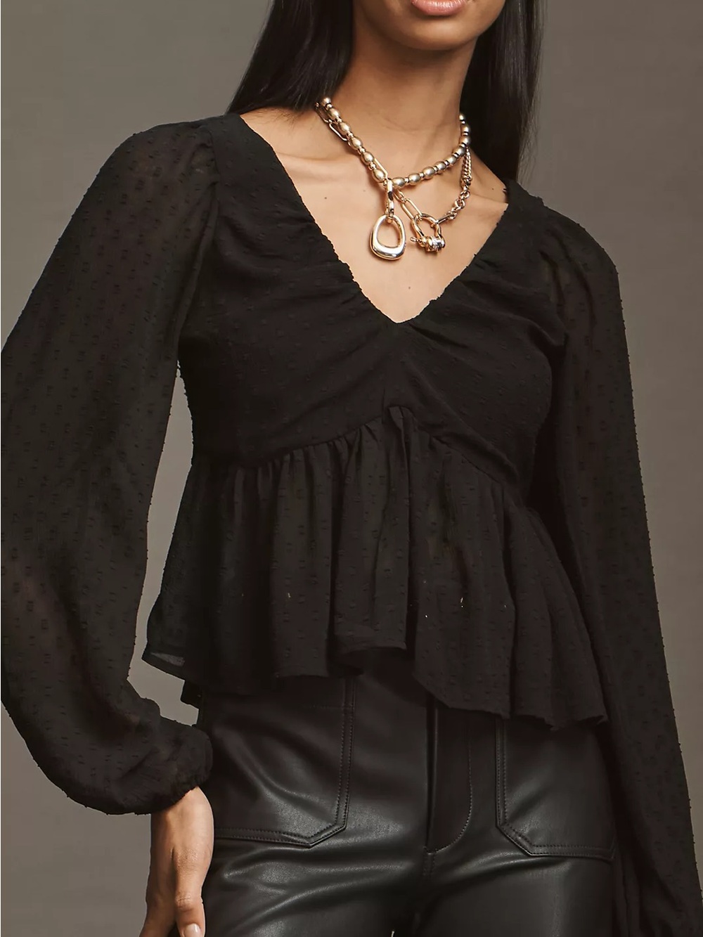 NWT By Anthropologie Polka Dot Peasant Blouse Size XS